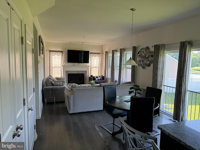 dining area featuring dark hardwood / wood-style flooring