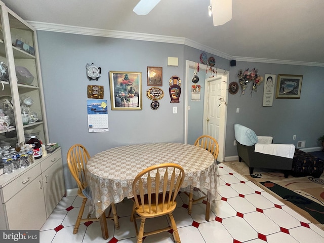 dining area with crown molding