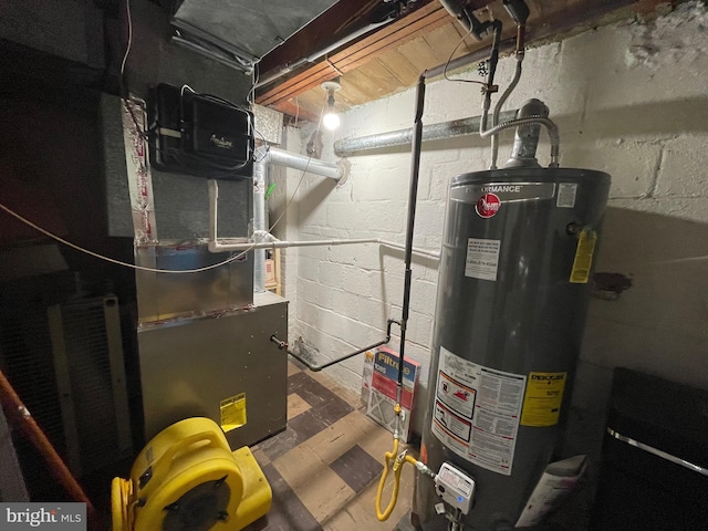 utilities featuring heating unit and water heater