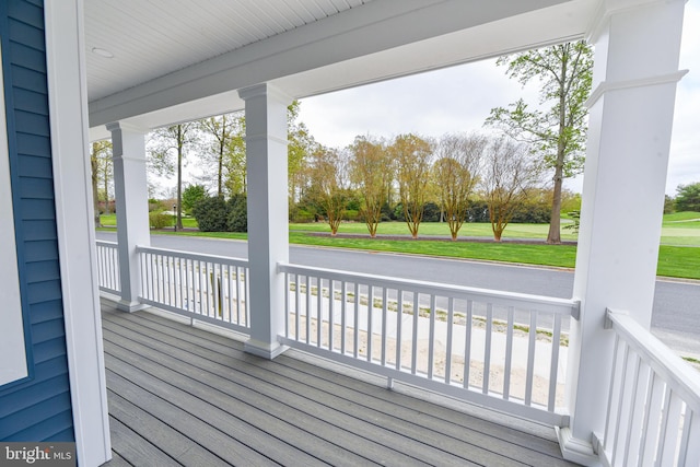 wooden terrace with covered porch