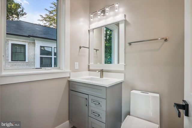 bathroom with toilet and vanity