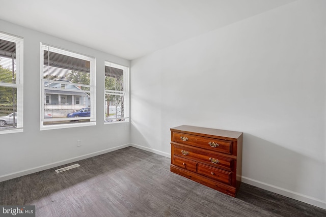 unfurnished room featuring dark wood-type flooring and a wealth of natural light