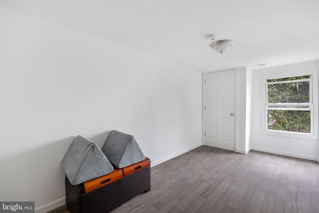 sitting room with hardwood / wood-style flooring