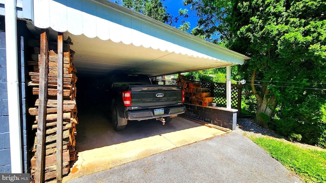 view of car parking with a carport