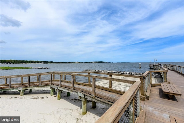 dock area featuring a water view