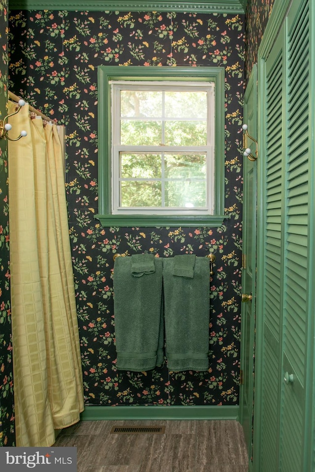 bathroom featuring hardwood / wood-style floors