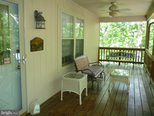 wooden terrace with ceiling fan