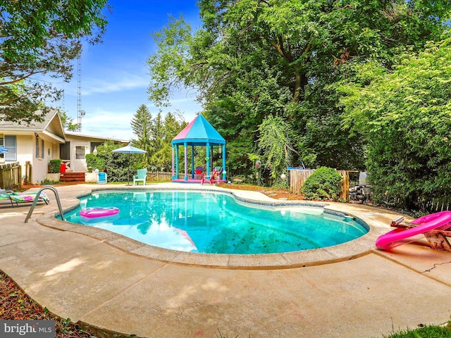 view of swimming pool featuring a patio