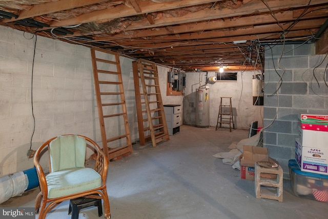 basement with electric water heater