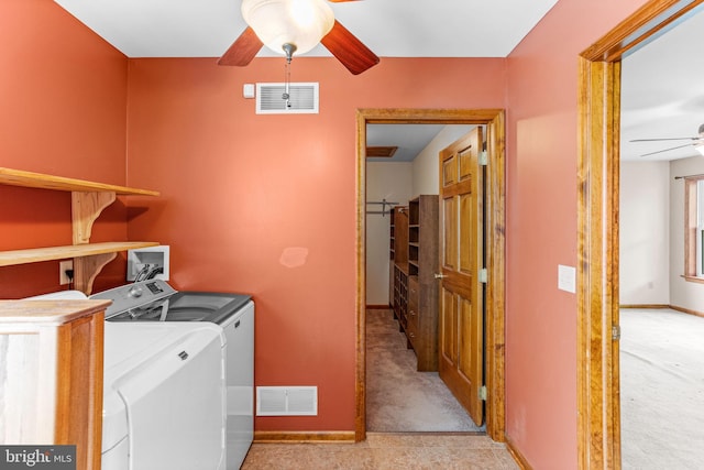 unfurnished room with a healthy amount of sunlight, carpet flooring, and ceiling fan