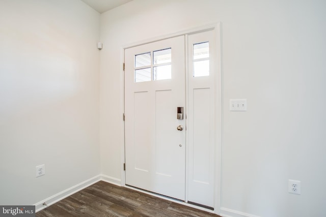 foyer entrance featuring dark hardwood / wood-style flooring