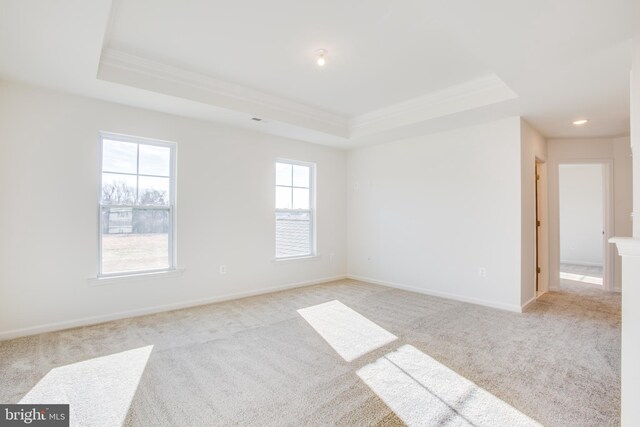 2107 Warrenton Rd, Fredericksburg, VA 22406 - unfurnished room with a raised ceiling, ornamental molding, light colored carpet, and baseboards