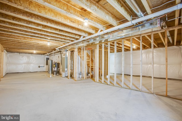 basement with water heater