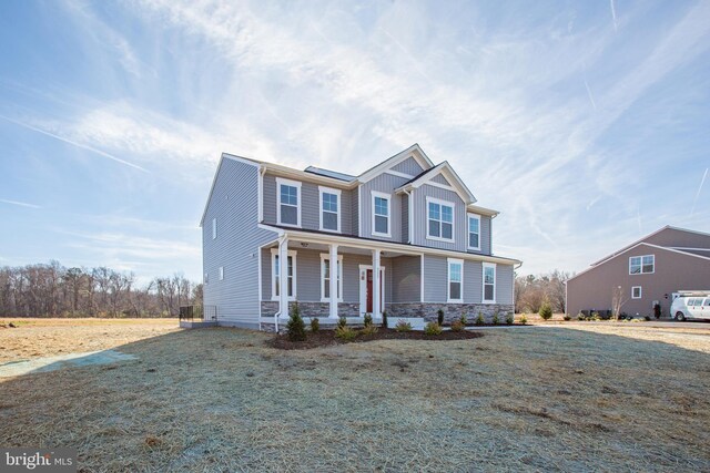 2107 Warrenton Rd, Fredericksburg, VA 22406 - craftsman-style house featuring covered porch and stone siding