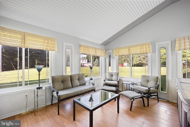 sunroom with lofted ceiling