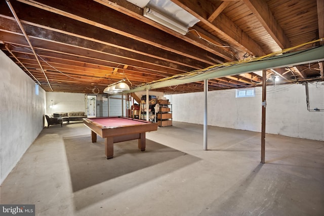 recreation room with concrete flooring and pool table