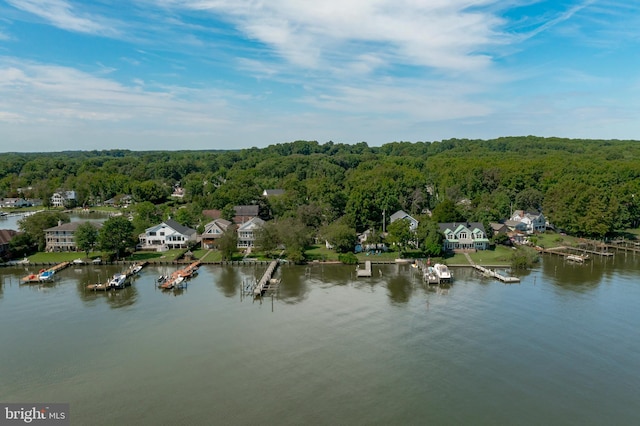 view of dock featuring a water view