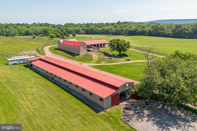 bird's eye view featuring a rural view