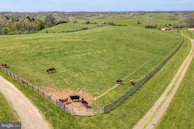 drone / aerial view with a rural view