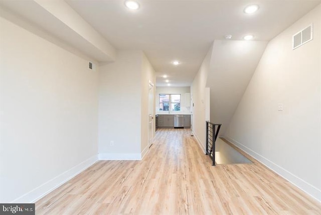 corridor featuring light wood-type flooring