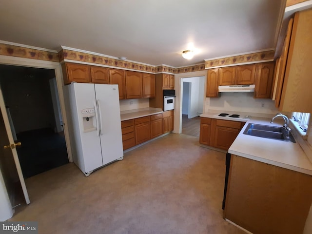 kitchen with white appliances and sink