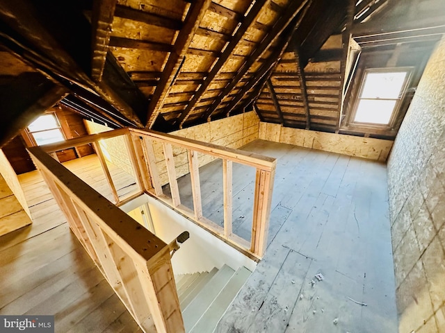 view of unfinished attic