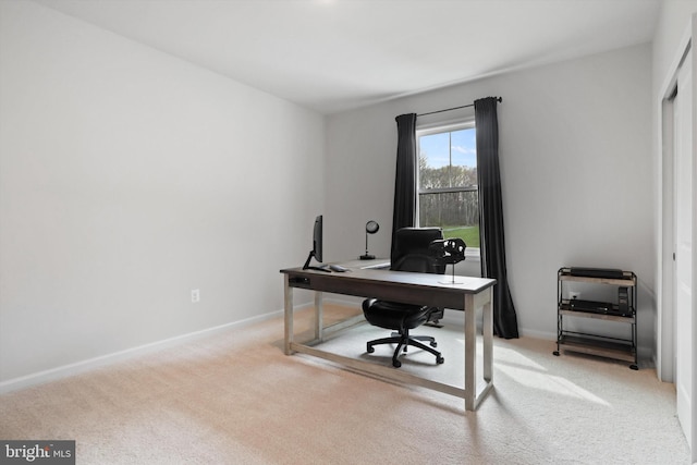 view of carpeted office space