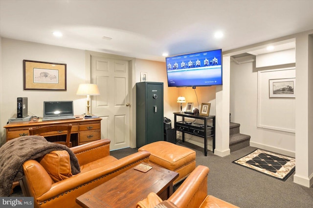 living room with carpet floors