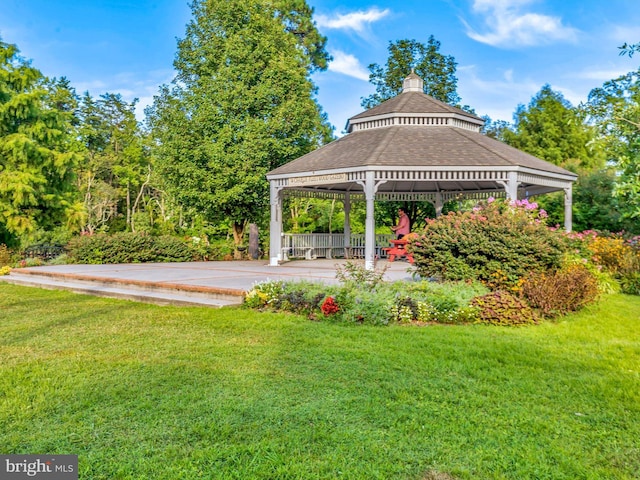 view of yard with a gazebo