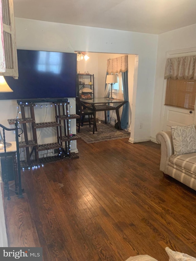 living room with hardwood / wood-style floors