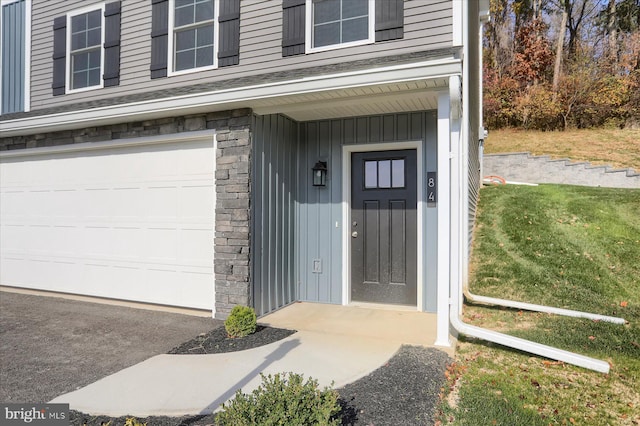 entrance to property with a garage