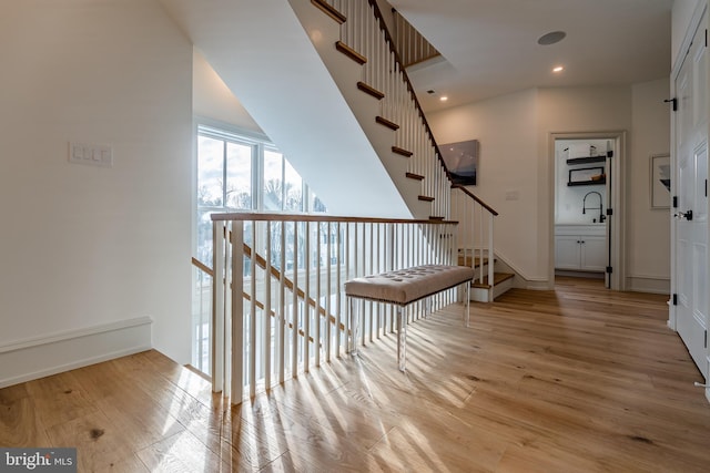 hallway featuring light wood-type flooring