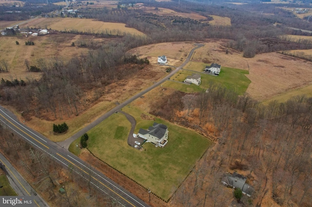 aerial view featuring a rural view