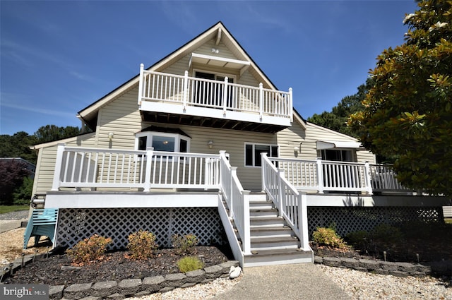 view of front of house with a deck