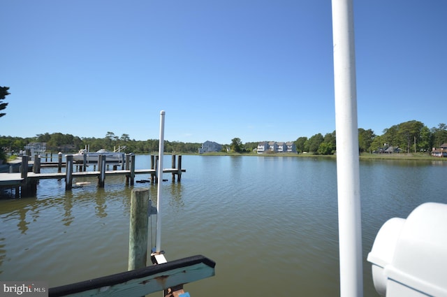 view of dock featuring a water view