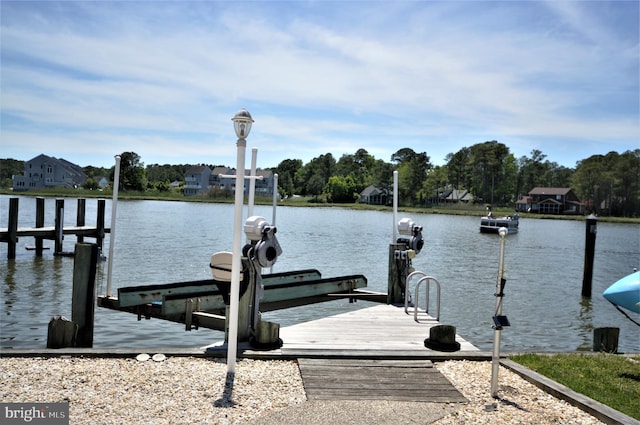 dock area with a water view