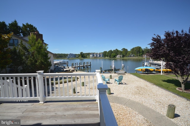 view of dock featuring a water view