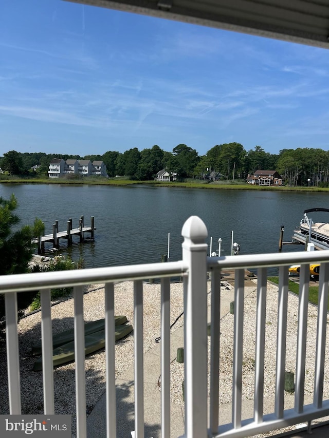 property view of water with a boat dock