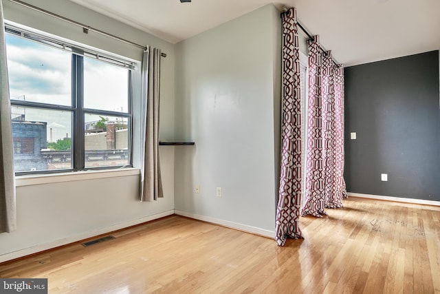 spare room with light hardwood / wood-style flooring and plenty of natural light