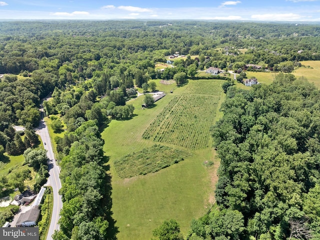 aerial view featuring a rural view