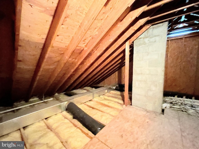 view of unfinished attic