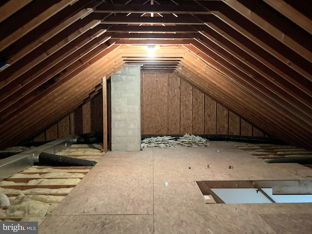 view of unfinished attic