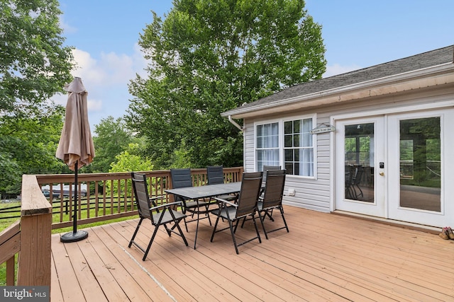 deck featuring french doors