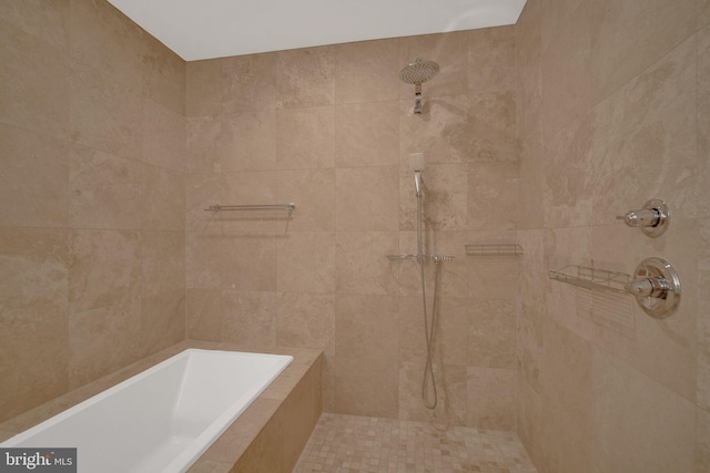 bathroom with separate shower and tub