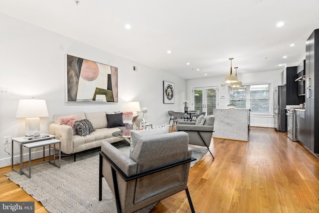 living room featuring light wood-type flooring