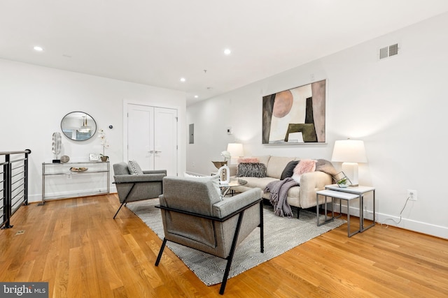 living room with hardwood / wood-style floors