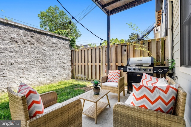 view of patio featuring outdoor lounge area