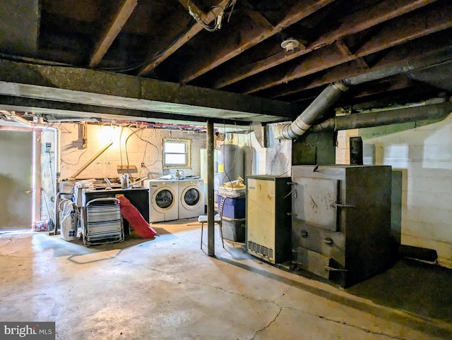 basement with independent washer and dryer