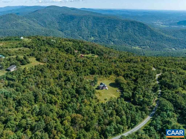 aerial view with a mountain view