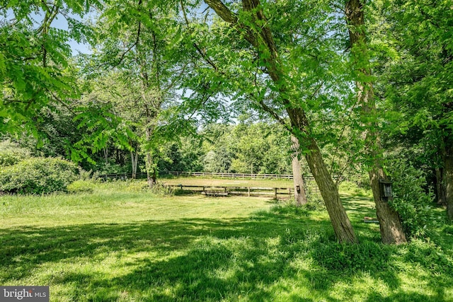 view of property's community with a lawn